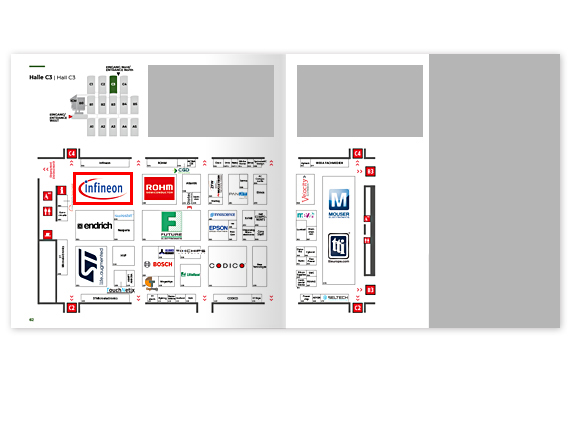 Logo im Hallenplan des electronica Guides