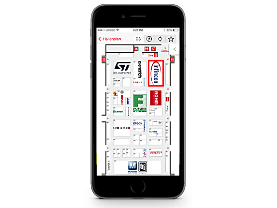 Logo im Hallenplan der electronica App
