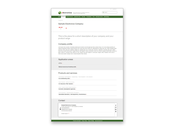 Ausstellerprofil mit Grundeintrag